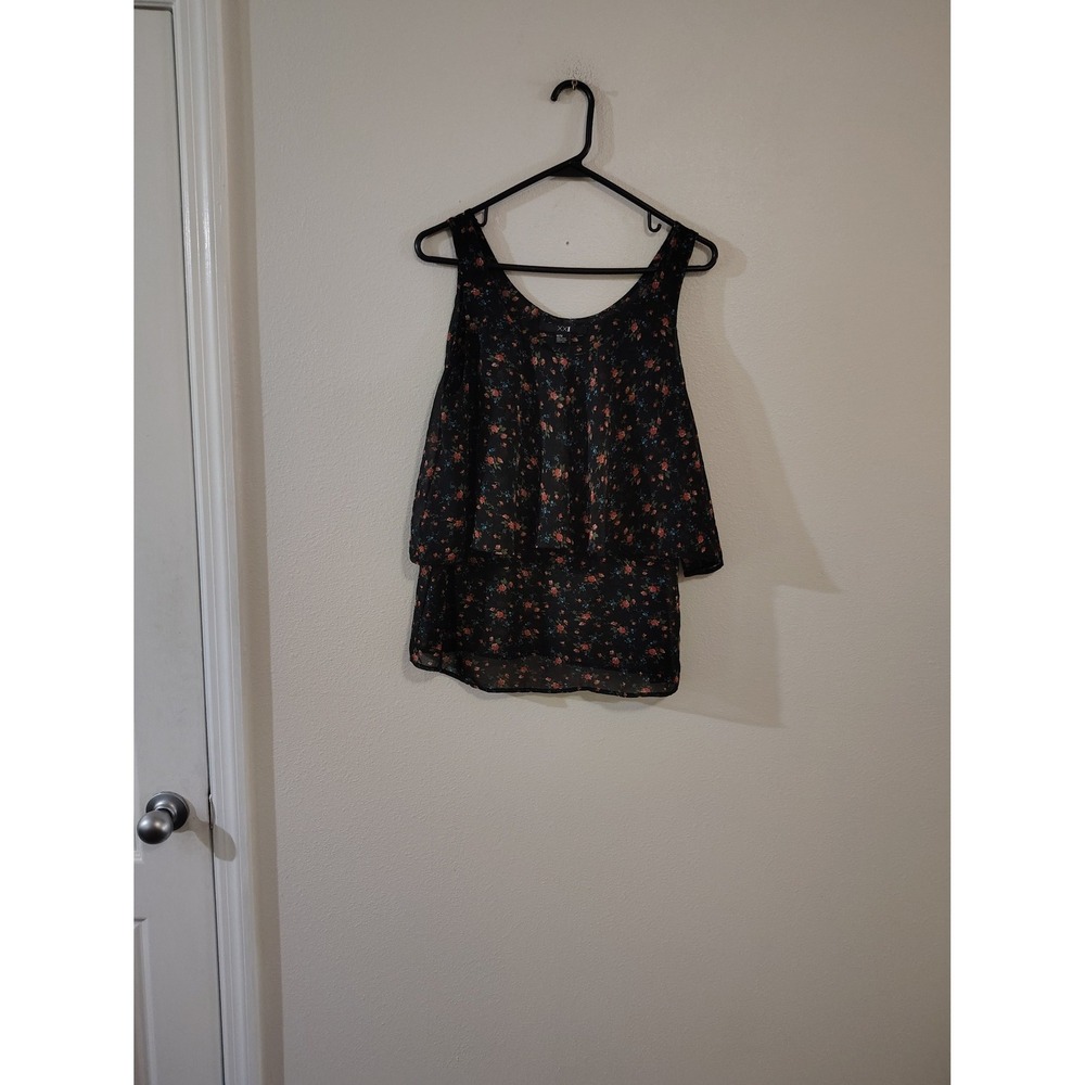 XXI Forever 21 Black Floral Tiered Layered Tank Top Blouse Size M